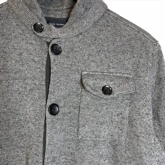 Banana Republic Gray Cotton Knit Sweater Jacket Cardigan Pockets Medium M - Picture 8 of 16